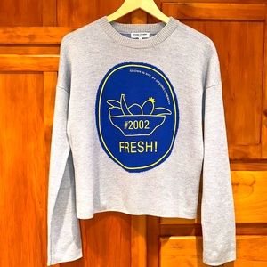 Opening Ceremony Gray Sweater with Blue and Yellow Design